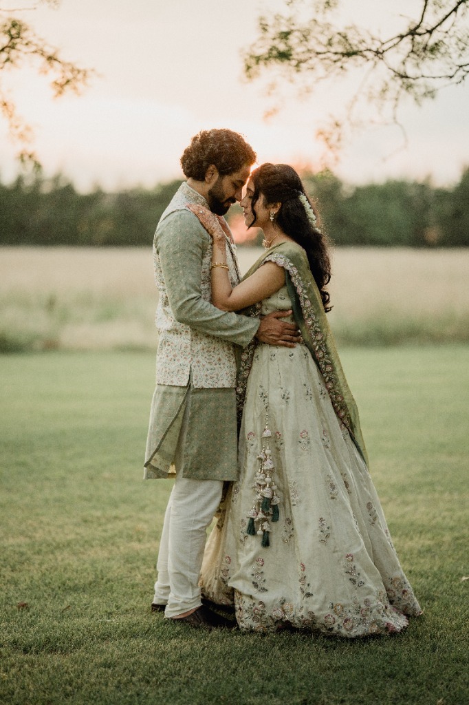 Sharvari and Nikhil standing romantically