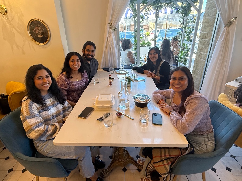 Group photo at a restaurant