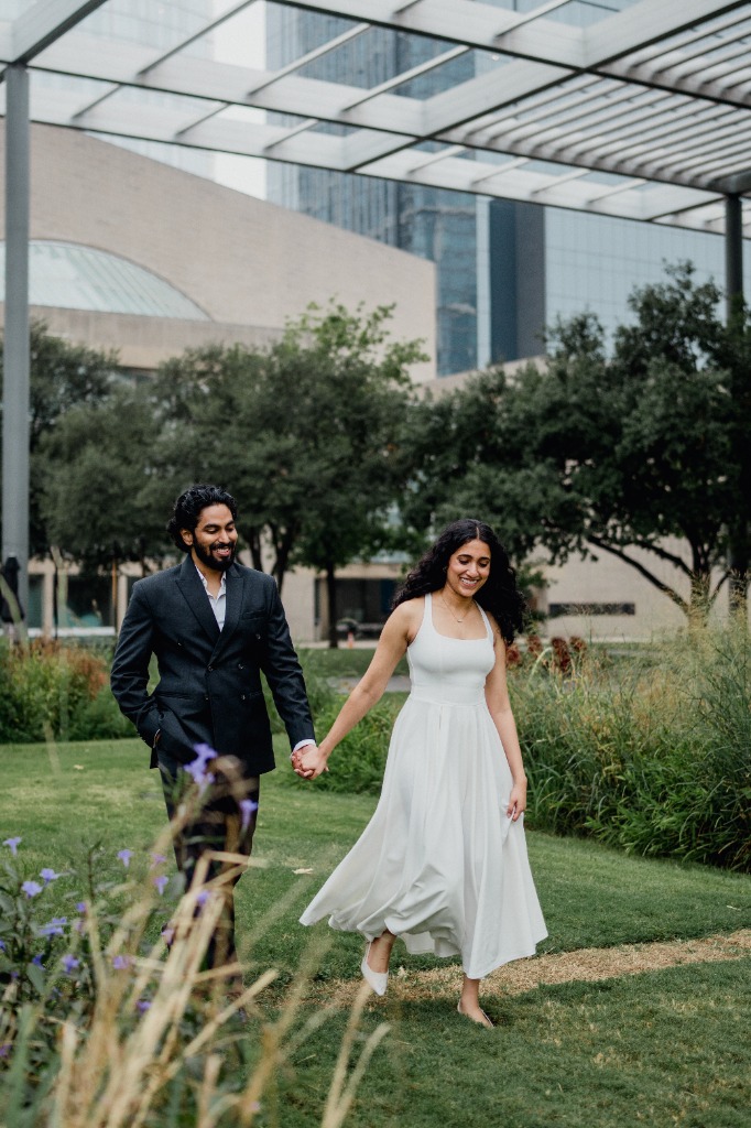 Walking together outdoors